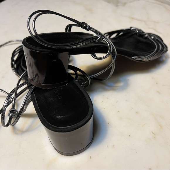 Robert Clergerie Paris Strappy Sandal 1 3/4” Heel Size 10.5B Metallic Blk/Gray - Picture 5 of 13